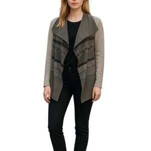 Ruby Moon Anthropologie Gray Pattern Waterfall Cardigan Western Style